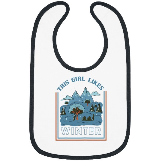 Girl Likes Winter Season Cozy Snow Landscape Bibs