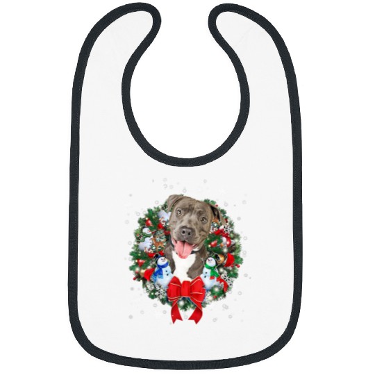 Bully Christmas Wreath Ornament Decoration xmass Pajama 467 Pitbull Dog Bibs