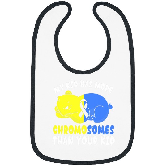 Blue Yellow Ribbon Animal Cute Bear Down Syndromes Awareness Bibs
