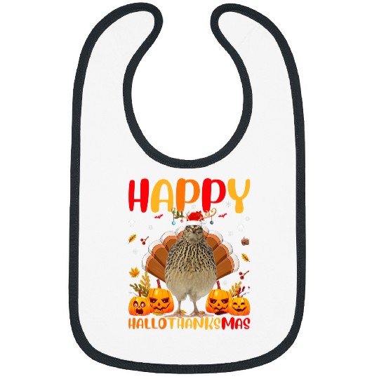 Funny Quail Bird Lover Happy Quail HelloThanksMas Bibs
