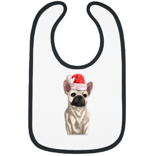 French Bulldog Dog Santa Christmas Holiday Frenchie Portrait Bibs