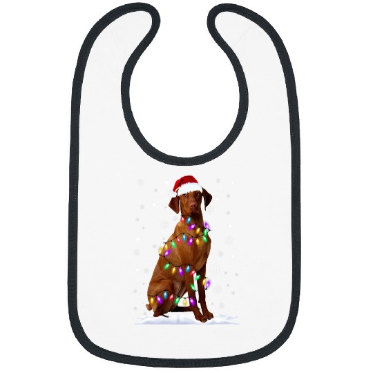 Dog Vizsla Christmas Tree Light Pajama Dog Lover Xmas Bibs