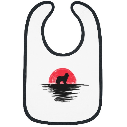 Bearded Collie Japanese Sunset Retro Dog Red Bibs