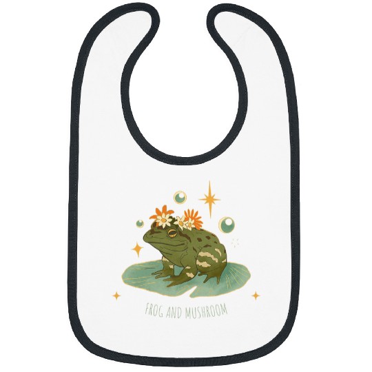 Frog and Mushroom vintages Frog Illustration for Frog Lovers Bibs