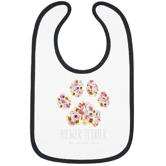 Biewer Terrier Mama Floral Paw Dog Mom Bibs