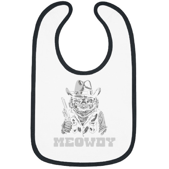 Meowdy Outlaw Funny Country Music Cat Cowboy Hat Vintage Bibs