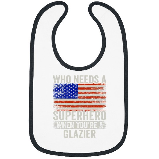 Funny Glazier Superhero vintages Tee For Men Dad 2 Bibs