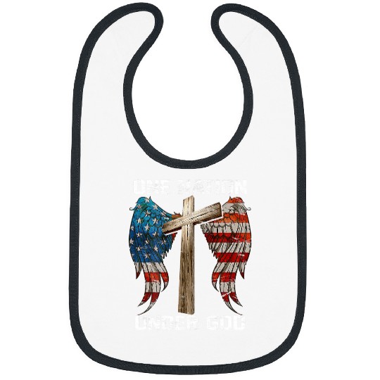 Christian USA Flag Faith Cross One Nation Under God America Christ Bibs