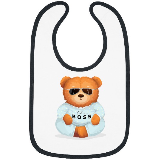 Funny Bear Cool Teddy Bear with Sunglasses Teddy Lover The Boss Bossy Cute Bears Bibs