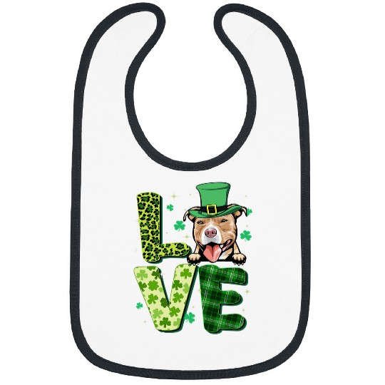 Bully Love Pitbull Leopard Shamrock St Patricks Day Family Outfit Pitbull Dog Bibs