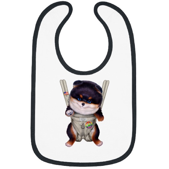 Dog Pomeranian Black Tan Pomeranian Dog in Baby Carrier Bibs