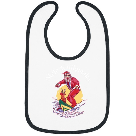 Surf Life Funny Christmas Santa At The Beach Surfing With Rudolph Bibs
