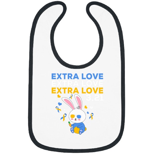 Extra Love 321 Down Syndromes Awareness Yellow Ribbon Bunny Bibs