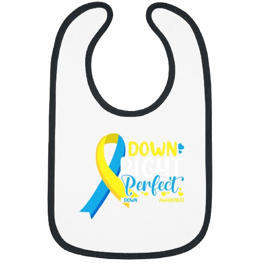 Blue and Yellow Ribbon Down Syndromes Awareness Novelty Bibs