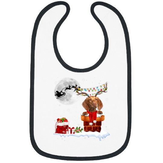 Dog Vizsla Chimney Ugly Christmas Lights xmass Pajamas Bibs