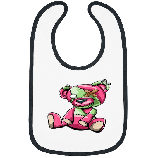 Funny Bear Gothic Pastel Teddy Bear Creepy Voodoo Bat Cute Bears Bibs