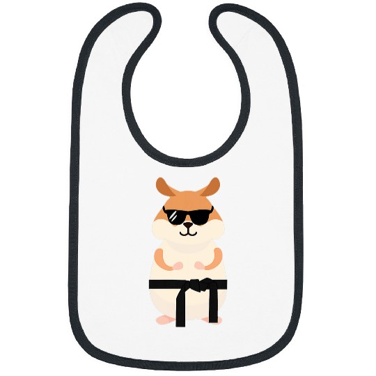 Funny Hamster Wearing Sunglasses Doing Karate Bibs
