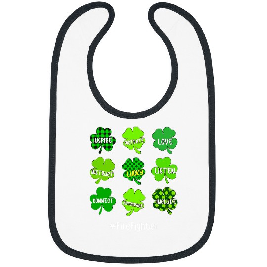 Fireman Firefighter Shamrock Inspire Love Lucky Firefighter St Patricks Day Firemen Bibs