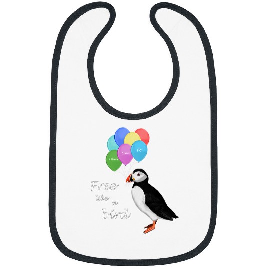 frees like a Bird Puffin Painting Cute Motivational Bibs