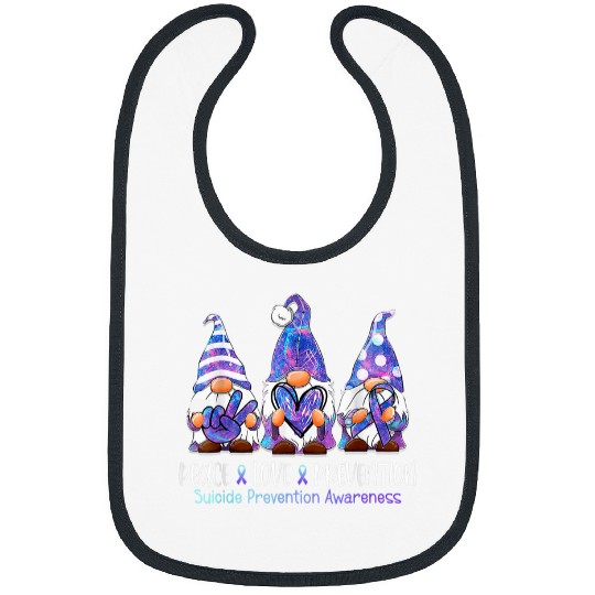 Gnomes Warrior Peace Love suicides Prevention Awareness Month Bibs
