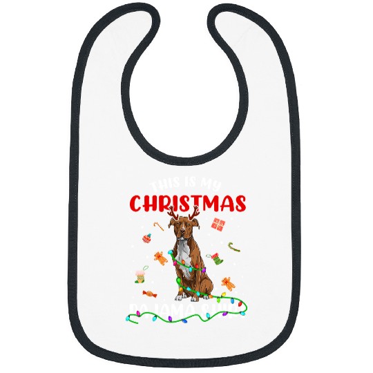 Bully Dog This Is My Christmas Pajama Pitbull xmass Lights 109 Pitbull Dog Bibs