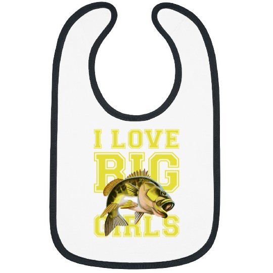 Fishing FUNNY FISHING  I LOVE BIG GIRLS BIG MOUTH BASS TEE Fisher Bibs