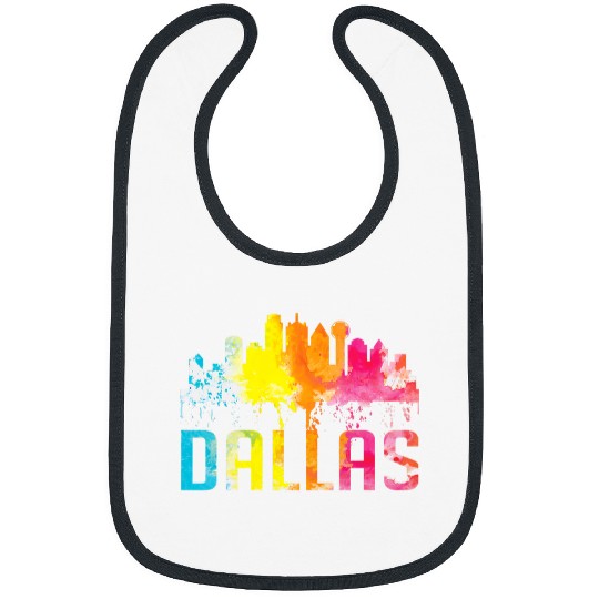 Dallas Texas Retro Watercolor Skyline Art Souvenir Gift Bibs
