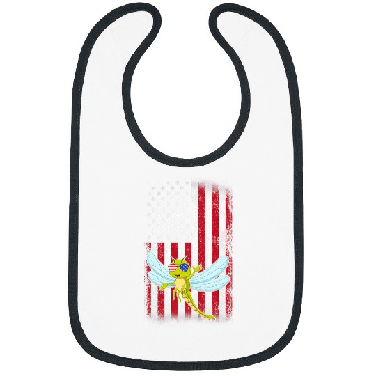 Dragonfly American Flag Boys Girls Men Women Fourth Of July Bibs