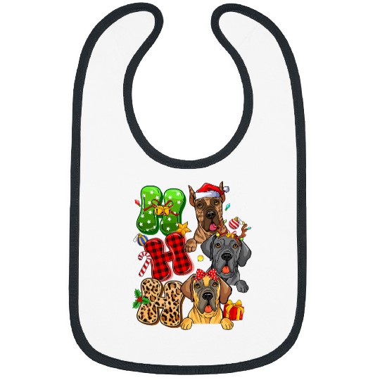 Dog Great Dane Christmas Ho Ho Ho Great Dane Dog For Dog Lover Funny Xmas Bibs