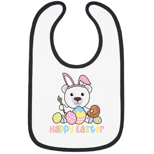 Funny Bear Happy Easter Cute Polar Bear At Easter With Easter Eggs Cute Bears Bibs