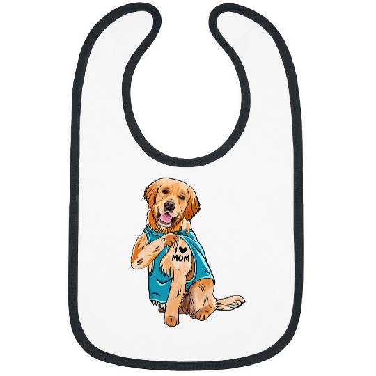 Funny Goldie Dog Tattoo I Love Mom Golden Lover 7 Golden Retriever Dog Bibs