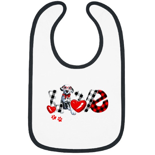 Dalmatian Love Dalmatian buffalo plaids Valentines Day Dalmatians Dog Bibs