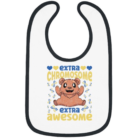 Blue Yellow Ribbon Cute Bear Down Syndromes Awareness Bibs