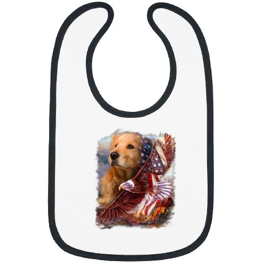 Goldie American Patriot For Dog Lover 149 Golden Retriever Dog Bibs