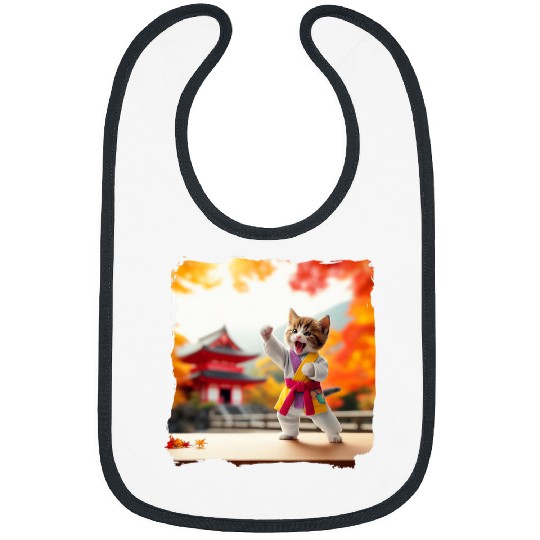 Karate kitten karategi autumn Japanese temple martial arts 1 Bibs