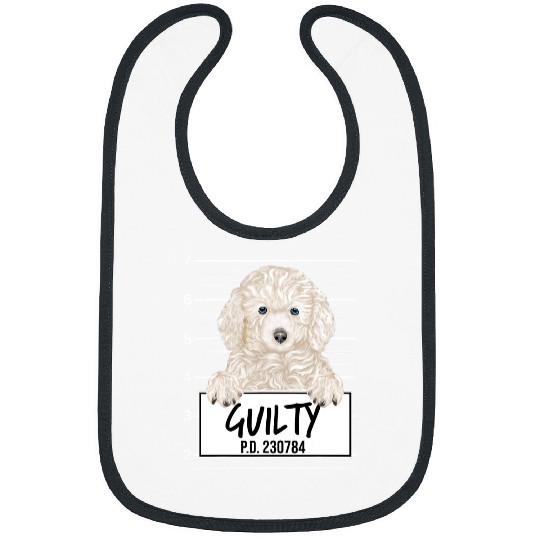 Funny Poodles White Poodle Mugshot Guilty Dog 276 Poodle dog Bibs