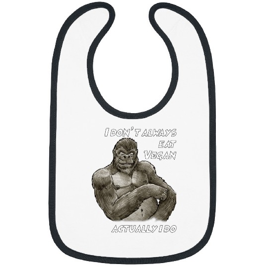 Funny Quote Pun Vegan Gorilla Illustration Bibs
