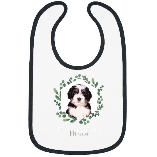 Bernedoodle Mama Puppy Design with Wreath Bibs