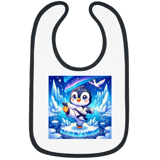 Kawaii Penguin Karate Adorable Pose Karate Master Bibs