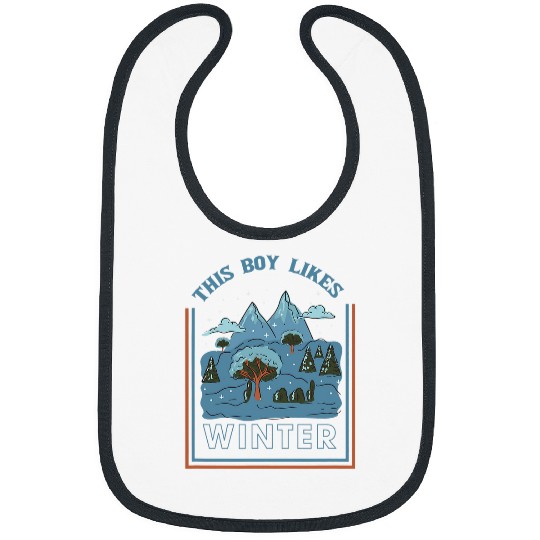 Boy Likes Winter Season Cozy Snow Landscape Bibs