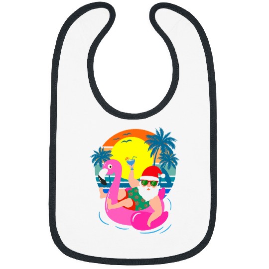 Pink Flamingo Retro Pool Party Santa Sunglasses Flamingo Christmas in July Flamingos Bibs
