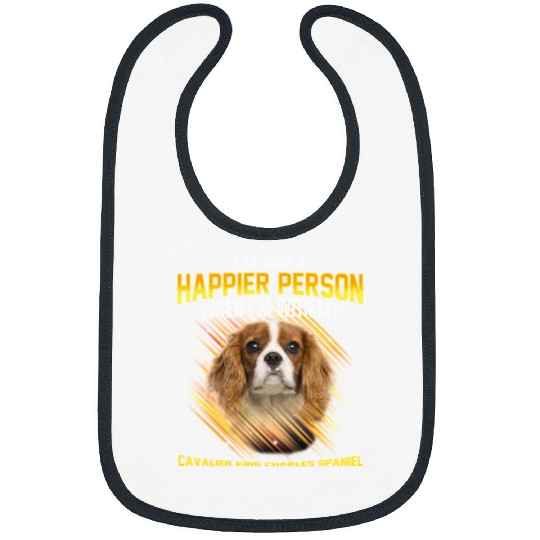 Dog Dog Cavalier King Charles Spaniel Im Just a Happier Person puppy animal paw Bibs