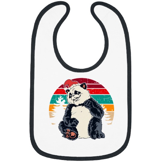 Funny Bear Panda Bear Santa Claus Christmas vintages xmass Holiday Cute Bears Bibs