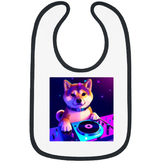 Dog Shiba Inu DJ Vaporwave Doge Dog Men Women Boys Girls Bibs