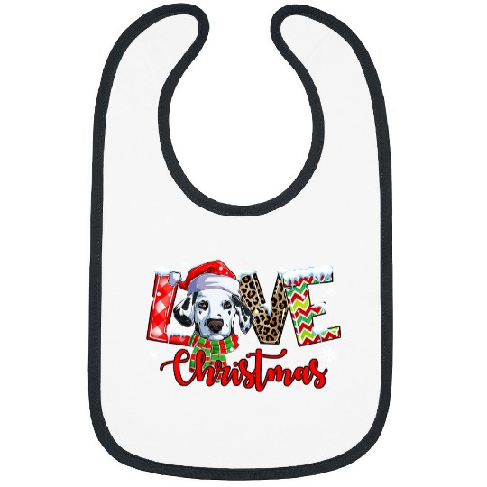 Dalmatian LOVE Christmas Dalmatian Santa Hat Leopard Plaid Dog Lover 517 Dog Lover Dalmatians Dog Bibs