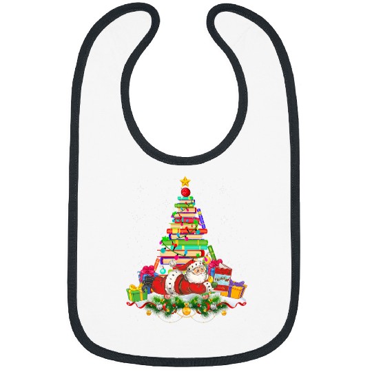 Reading Book Merry Christmas Library Tree Cute Book Lover Librarian Gifts 2 Reader Bibs