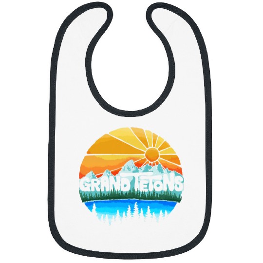 Grand Tetons National Park vintages Style Illustration Bibs
