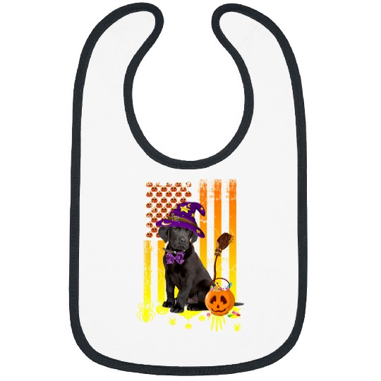 Dog Black Lab Pumpkin American Flag Halloween Dogpng 430 paw Bibs