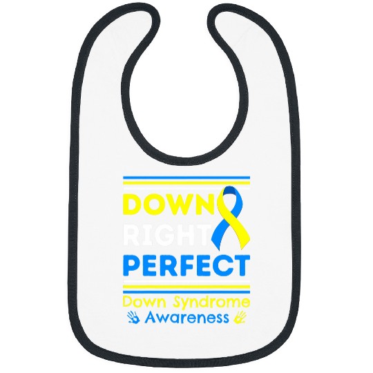 Down Right Perfect Blue Yellow Ribbon T21 Down Syndromes Bibs