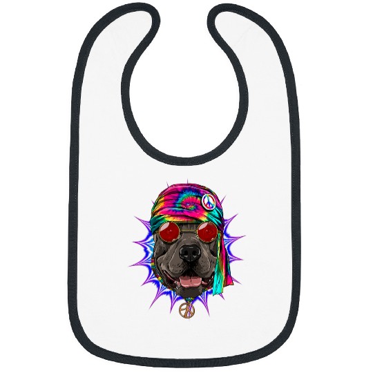 Tie Dye Hippie Pit Bull Hippiness Peace Love Dog 684 Bibs